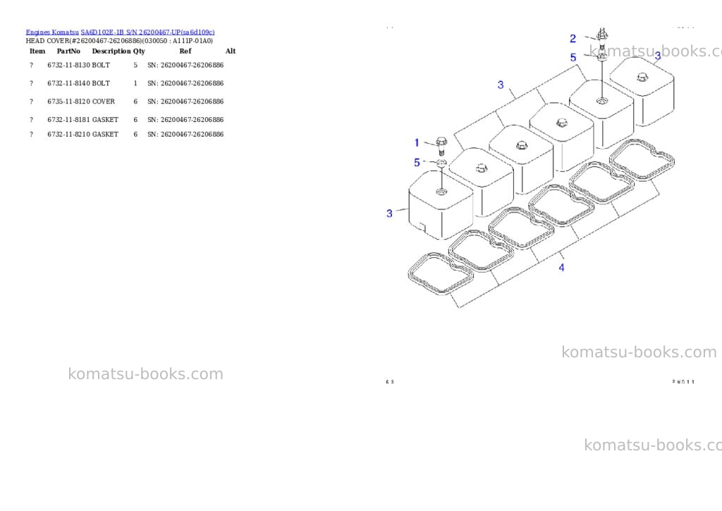 Komatsu SA6D102E-1B S/N 26200467-UP Parts catalog cover Page 4 Komatsu SA6D102E-1B S/N 26200467-UP Parts catalog cover Page 4