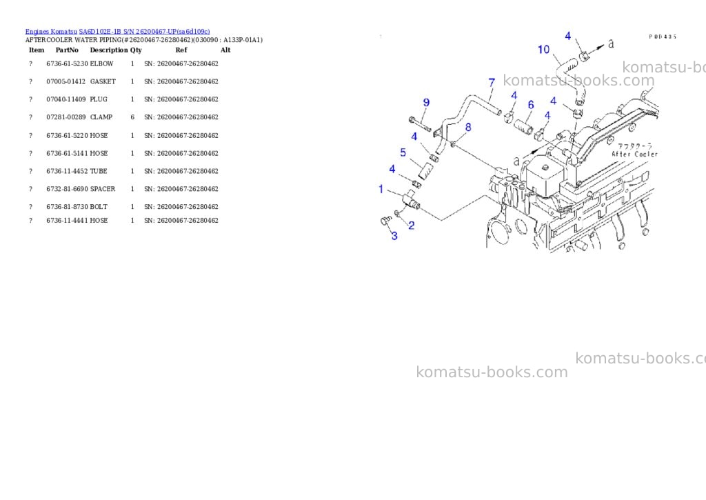 Komatsu SA6D102E-1B S/N 26200467-UP Parts catalog cover Page 8 Komatsu SA6D102E-1B S/N 26200467-UP Parts catalog cover Page 8