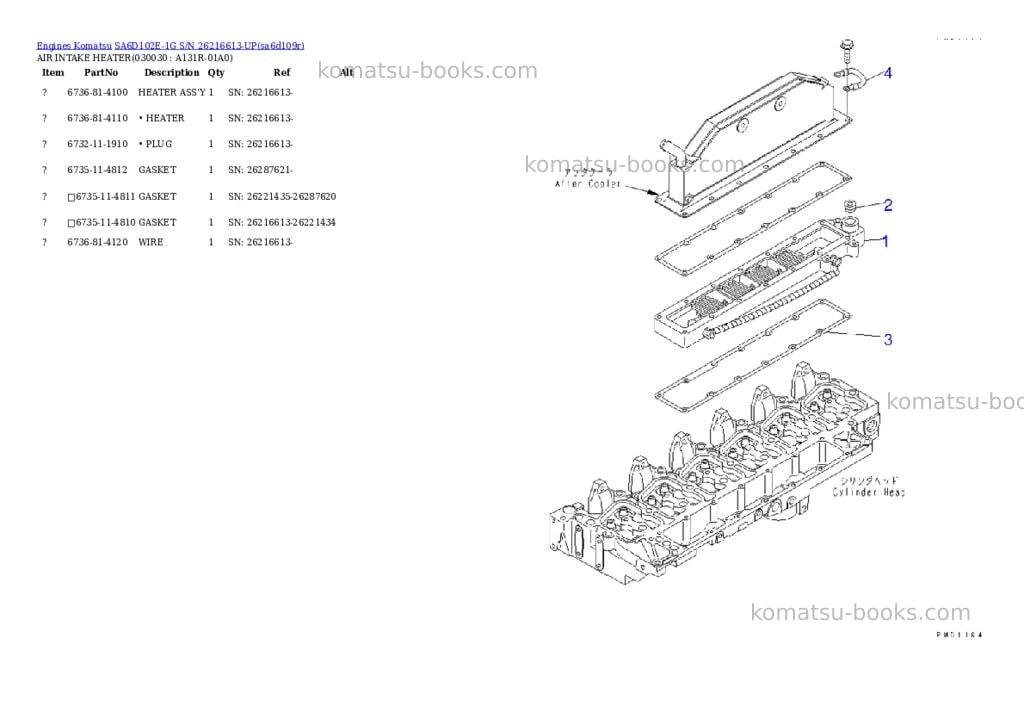 Komatsu sa6d102e-1g s/n 26216613-up Parts catalog cover Page 2