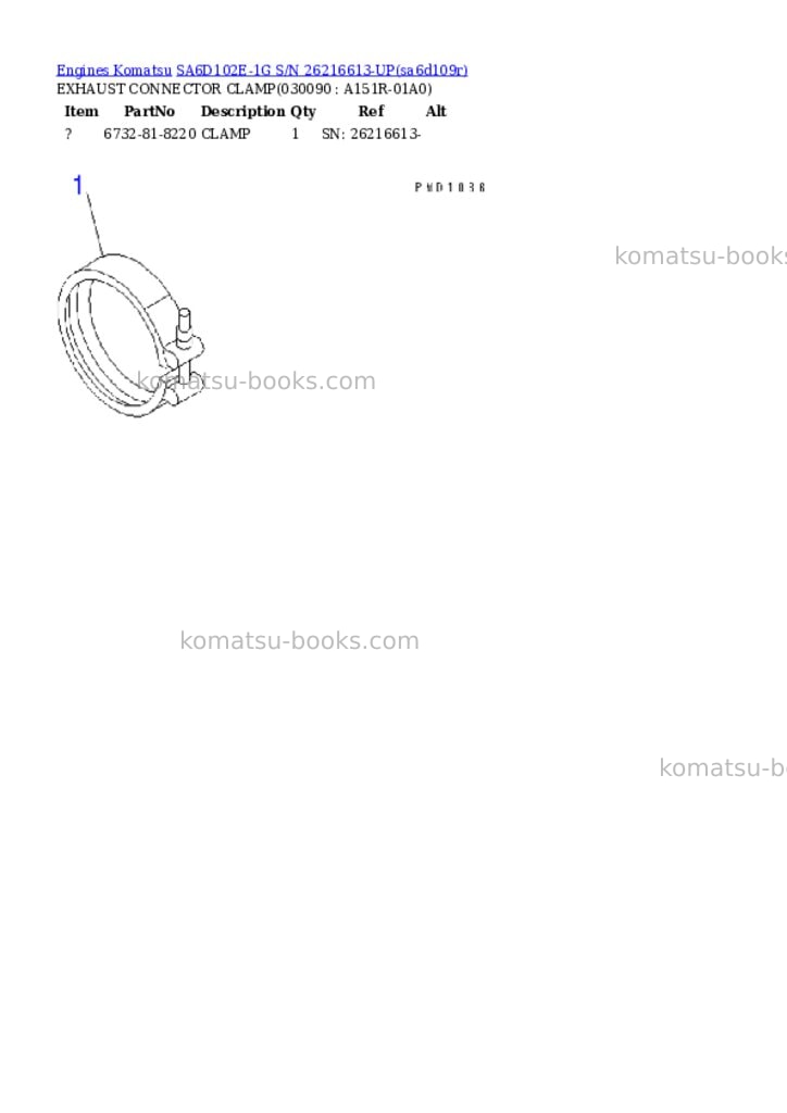 Komatsu sa6d102e-1g s/n 26216613-up Parts catalog cover Page 7