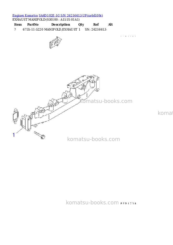 Komatsu sa6d102e-1g s/n 26216613-up Parts catalog cover Page 8