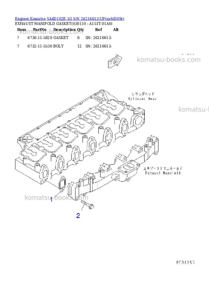 Komatsu sa6d102e-1g s/n 26216613-up Parts catalog cover Page 9