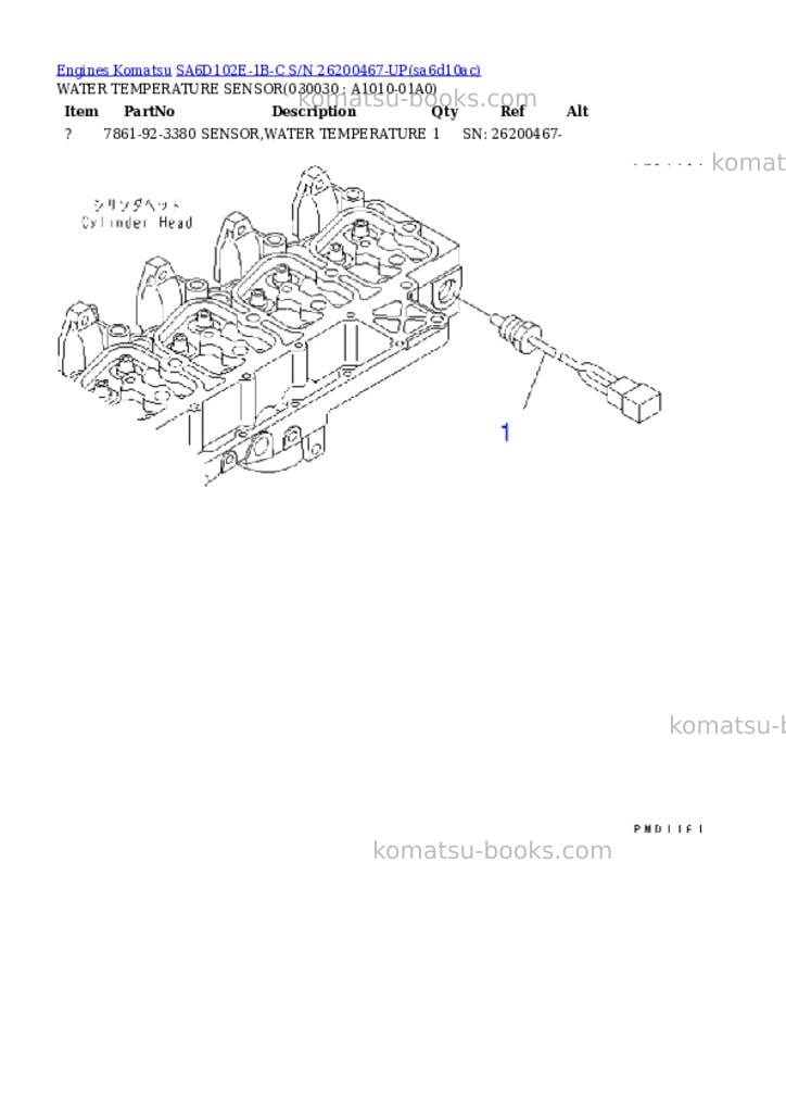 Komatsu sa6d102e-1b-c s/n 26200467-up Parts catalog cover Page 2 Komatsu sa6d102e-1b-c s/n 26200467-up Parts catalog cover Page 2