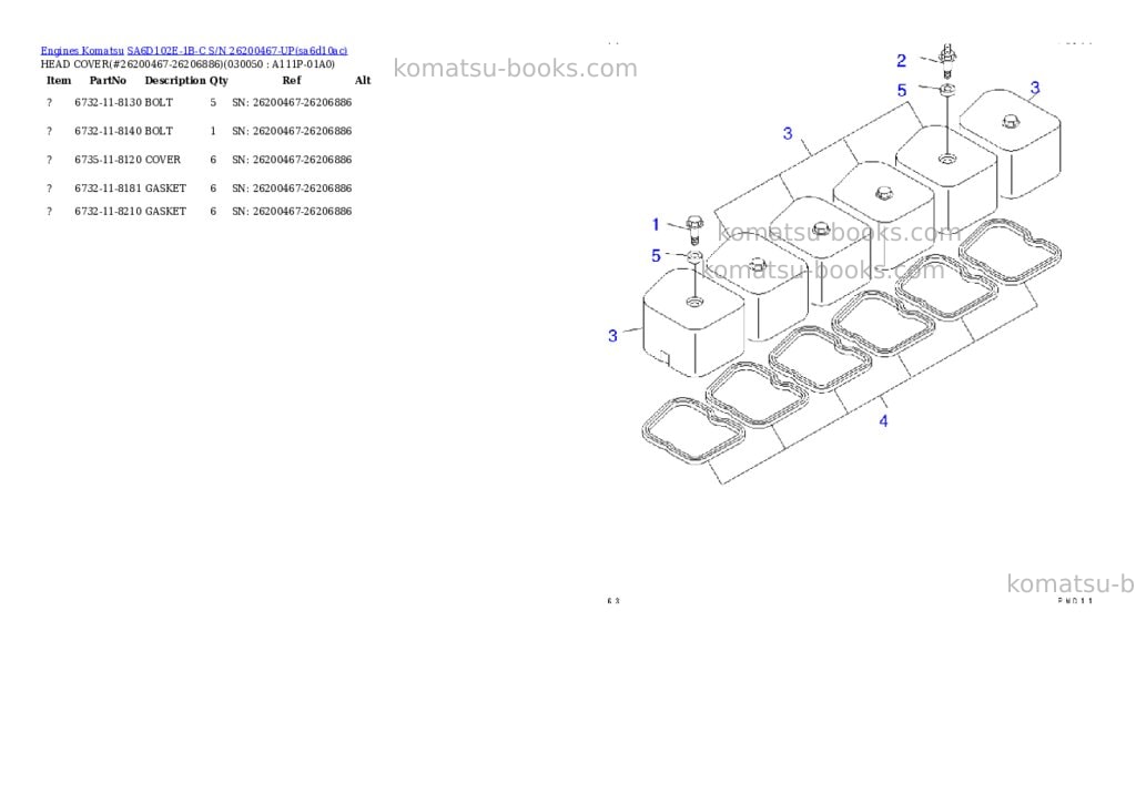 Komatsu sa6d102e-1b-c s/n 26200467-up Parts catalog cover Page 4 Komatsu sa6d102e-1b-c s/n 26200467-up Parts catalog cover Page 4