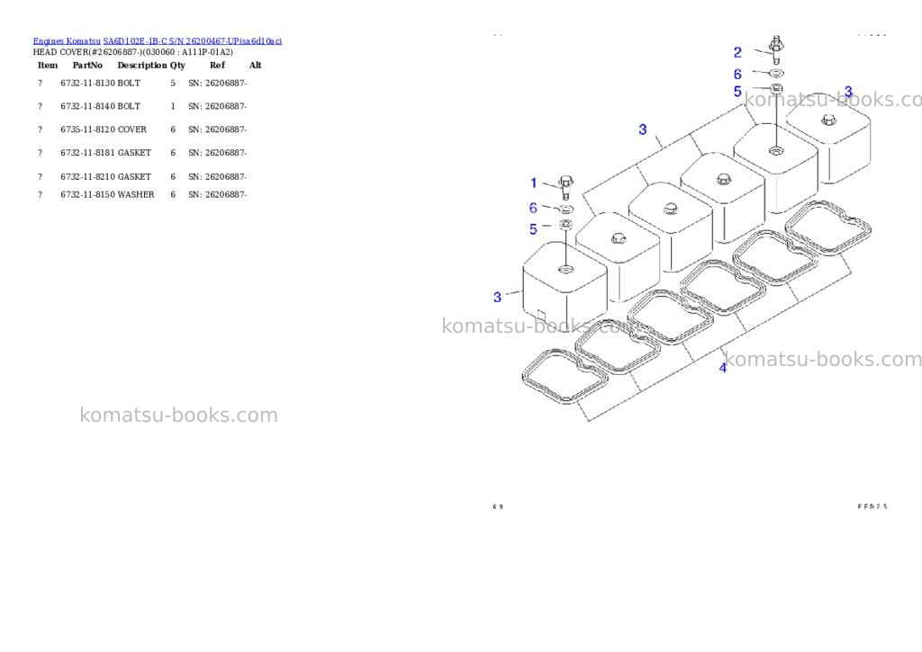 Komatsu sa6d102e-1b-c s/n 26200467-up Parts catalog cover Page 5 Komatsu sa6d102e-1b-c s/n 26200467-up Parts catalog cover Page 5