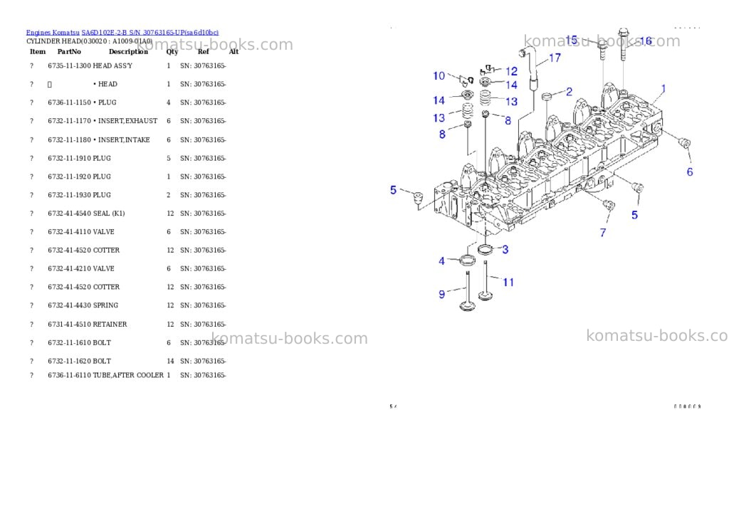 Komatsu sa6d102e-2-b s/n 30763165-up Parts catalog cover Komatsu sa6d102e-2-b s/n 30763165-up Parts catalog cover
