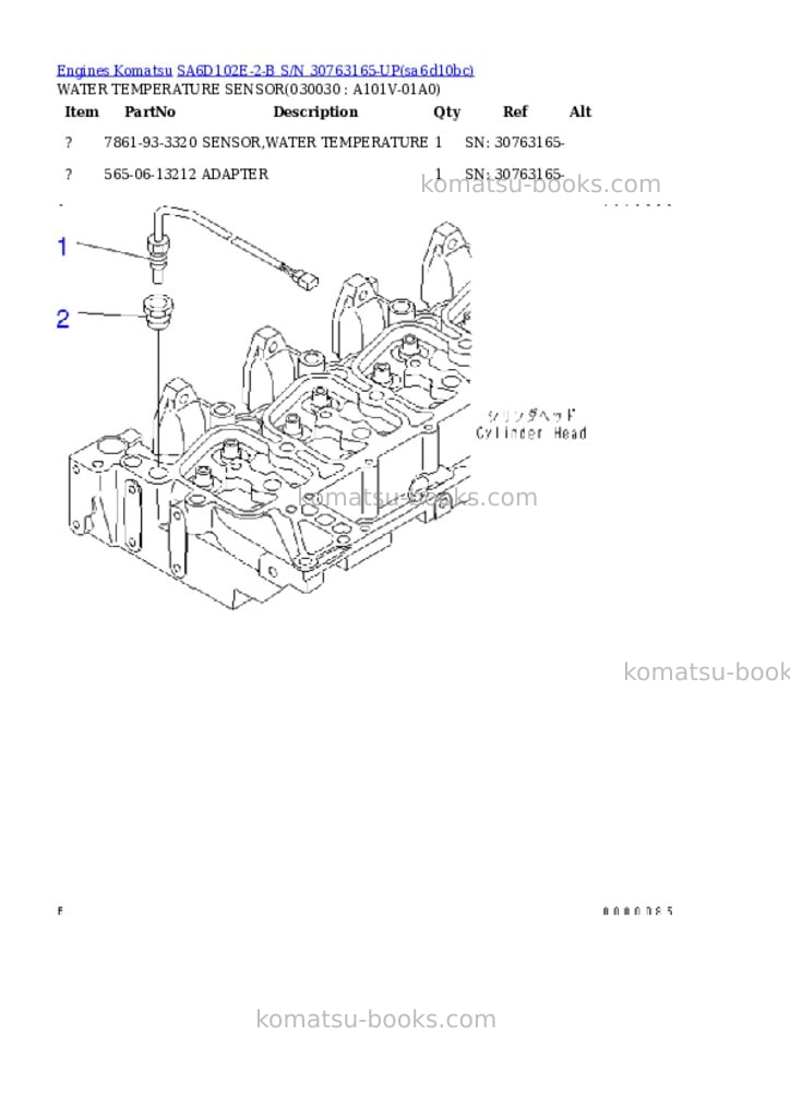 Komatsu sa6d102e-2-b s/n 30763165-up Parts catalog cover Page 2 Komatsu sa6d102e-2-b s/n 30763165-up Parts catalog cover Page 2