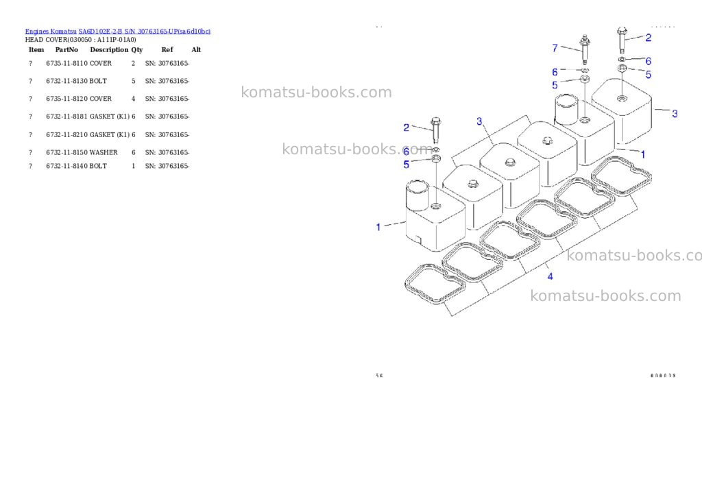Komatsu sa6d102e-2-b s/n 30763165-up Parts catalog cover Page 4 Komatsu sa6d102e-2-b s/n 30763165-up Parts catalog cover Page 4