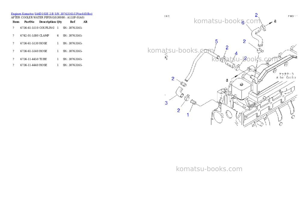 Komatsu sa6d102e-2-b s/n 30763165-up Parts catalog cover Page 7 Komatsu sa6d102e-2-b s/n 30763165-up Parts catalog cover Page 7