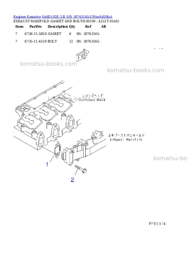 Komatsu sa6d102e-2-b s/n 30763165-up Parts catalog cover Page 9 Komatsu sa6d102e-2-b s/n 30763165-up Parts catalog cover Page 9