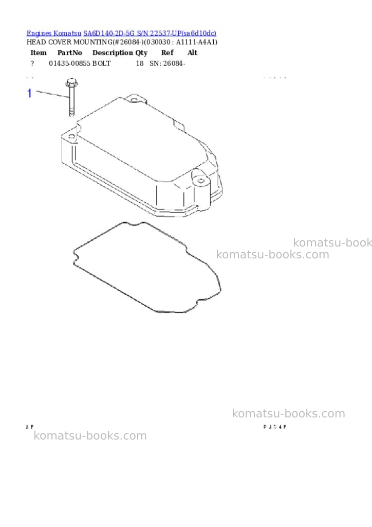 Komatsu sa6d140-2d-5g s/n 22537-up Parts catalog cover Page 2 Komatsu sa6d140-2d-5g s/n 22537-up Parts catalog cover Page 2