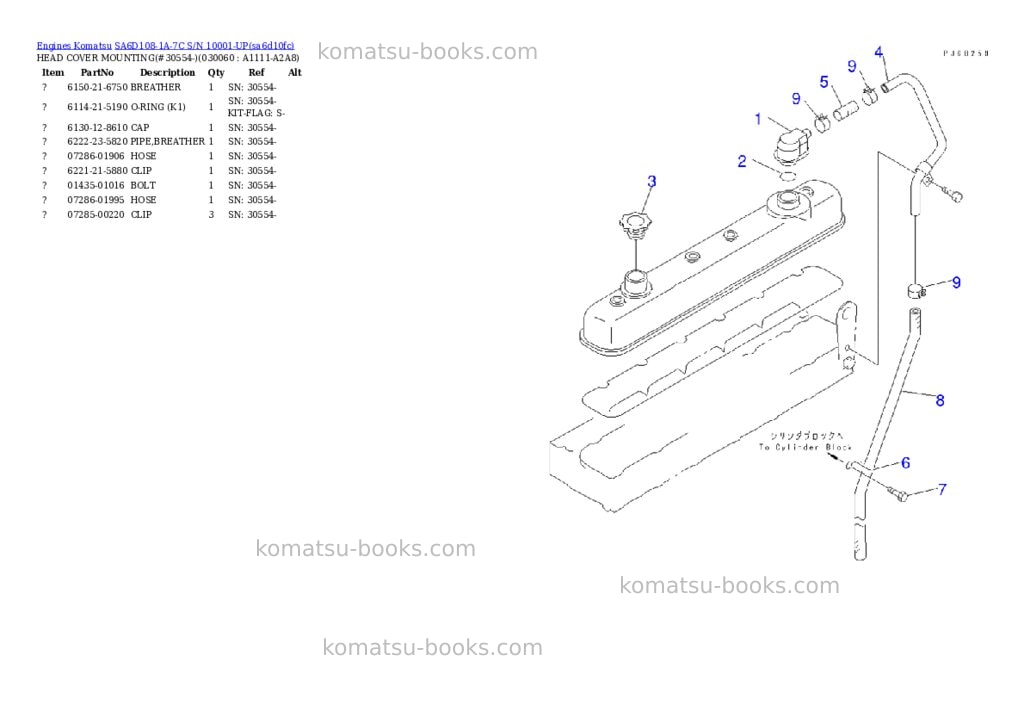 Komatsu sa6d108-1a-7c s/n 10001-up Parts catalog cover Page 5 Komatsu sa6d108-1a-7c s/n 10001-up Parts catalog cover Page 5