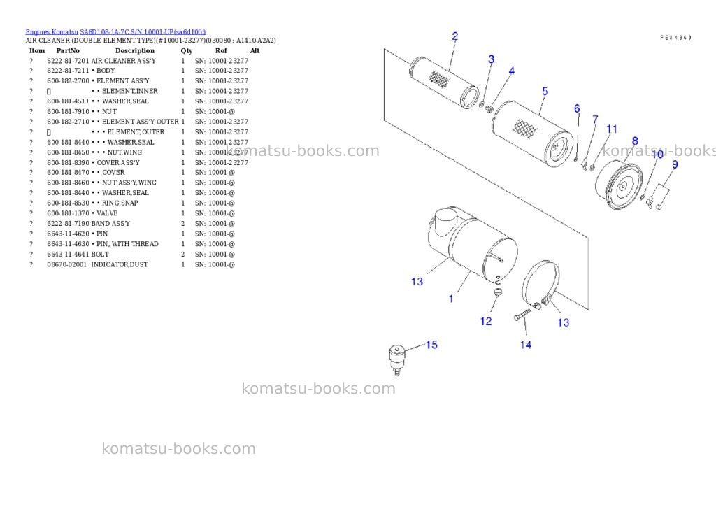 Komatsu sa6d108-1a-7c s/n 10001-up Parts catalog cover Page 7 Komatsu sa6d108-1a-7c s/n 10001-up Parts catalog cover Page 7
