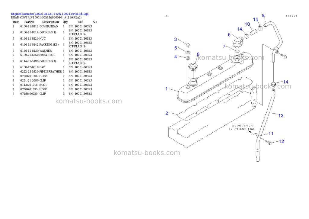 Komatsu sa6d108-1a-7t s/n 10001-up Parts catalog cover Page 3 Komatsu sa6d108-1a-7t s/n 10001-up Parts catalog cover Page 3
