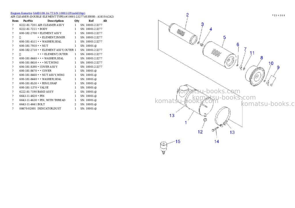 Komatsu sa6d108-1a-7t s/n 10001-up Parts catalog cover Page 7 Komatsu sa6d108-1a-7t s/n 10001-up Parts catalog cover Page 7