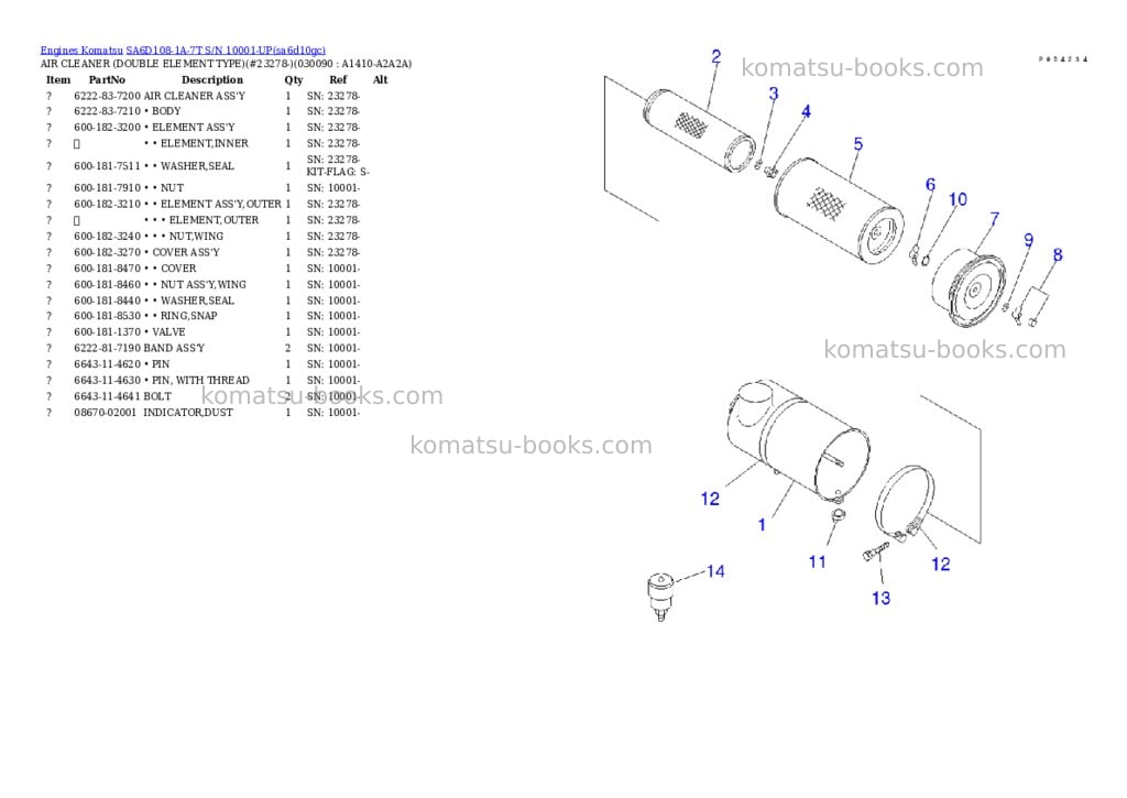 Komatsu sa6d108-1a-7t s/n 10001-up Parts catalog cover Page 8 Komatsu sa6d108-1a-7t s/n 10001-up Parts catalog cover Page 8