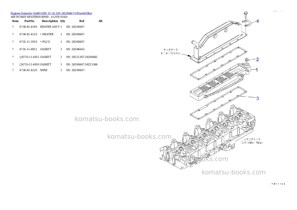 Komatsu SA6D102E-1C-35 S/N 26200467-UP Parts catalog cover Page 5 Komatsu SA6D102E-1C-35 S/N 26200467-UP Parts catalog cover Page 5