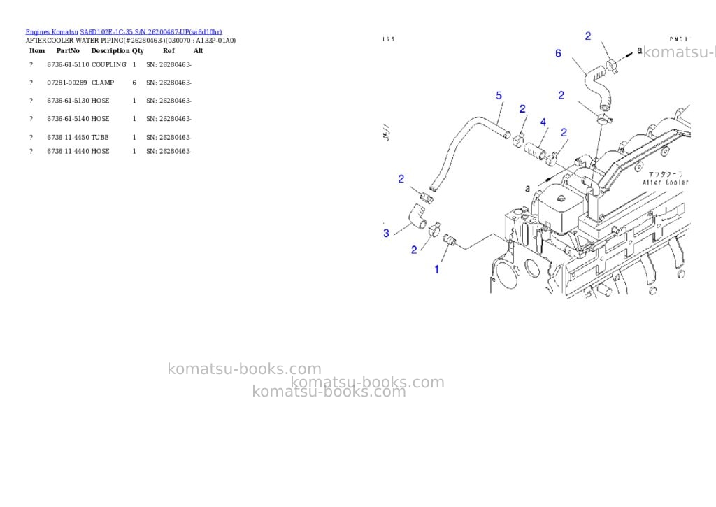 Komatsu SA6D102E-1C-35 S/N 26200467-UP Parts catalog cover Page 6 Komatsu SA6D102E-1C-35 S/N 26200467-UP Parts catalog cover Page 6