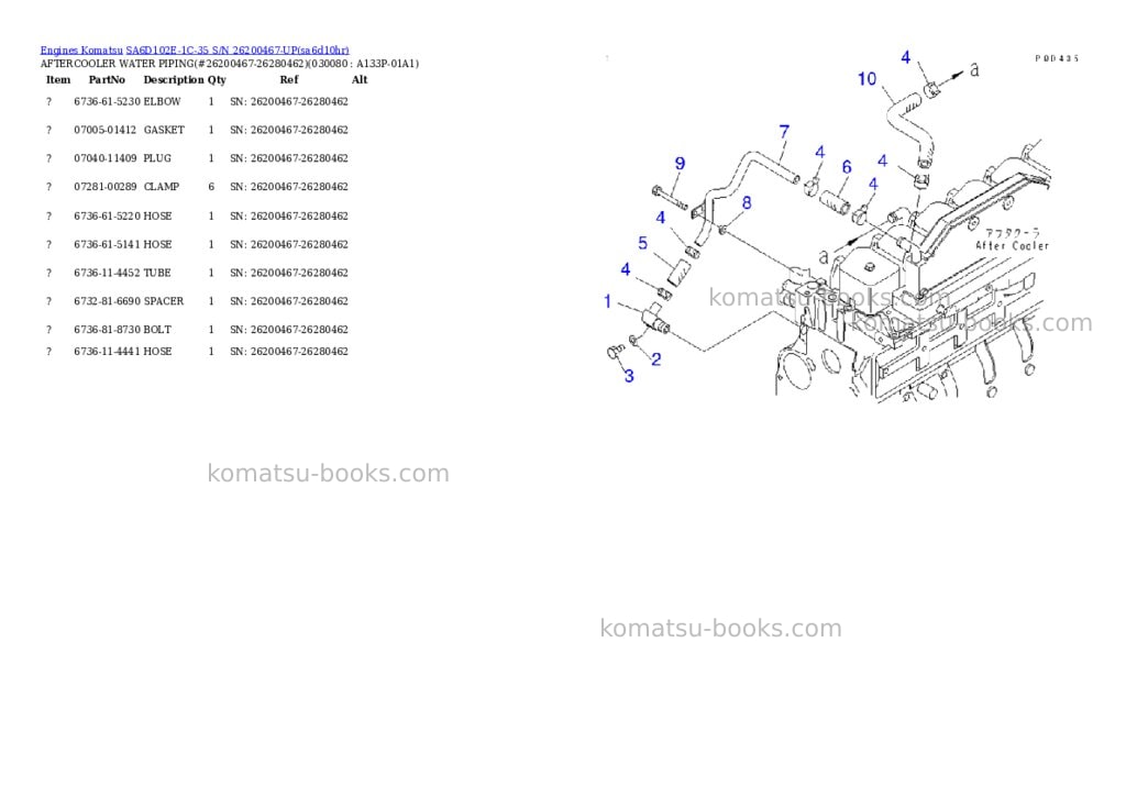 Komatsu SA6D102E-1C-35 S/N 26200467-UP Parts catalog cover Page 7 Komatsu SA6D102E-1C-35 S/N 26200467-UP Parts catalog cover Page 7