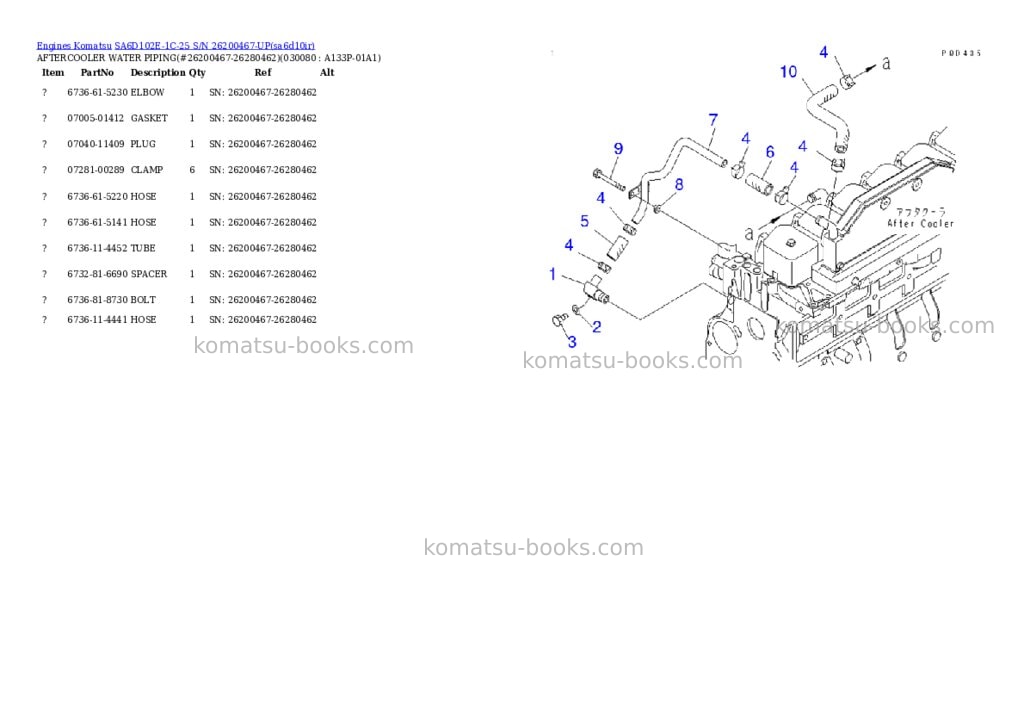 Komatsu sa6d102e-1c-25 s/n 26200467-up Parts catalog cover Page 7 Komatsu sa6d102e-1c-25 s/n 26200467-up Parts catalog cover Page 7