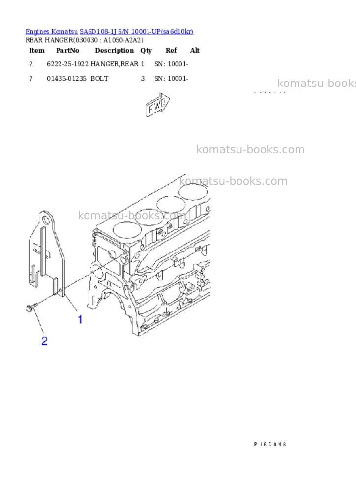 Komatsu sa6d108-1j s/n 10001-up Parts catalog cover Page 2 Komatsu sa6d108-1j s/n 10001-up Parts catalog cover Page 2