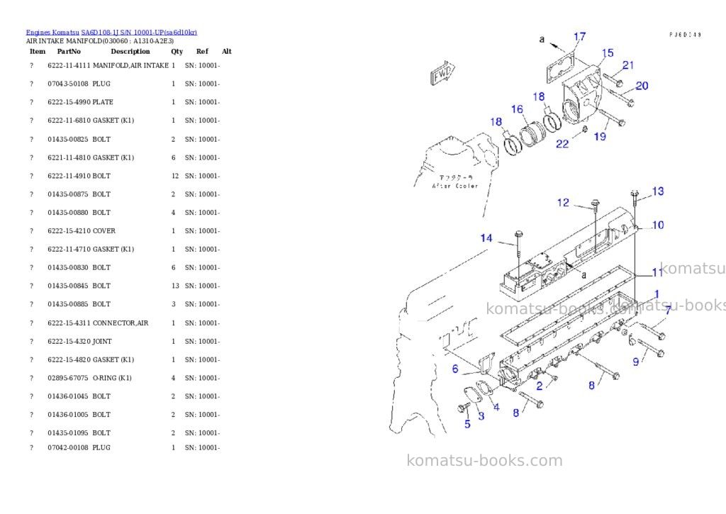 Komatsu sa6d108-1j s/n 10001-up Parts catalog cover Page 5 Komatsu sa6d108-1j s/n 10001-up Parts catalog cover Page 5