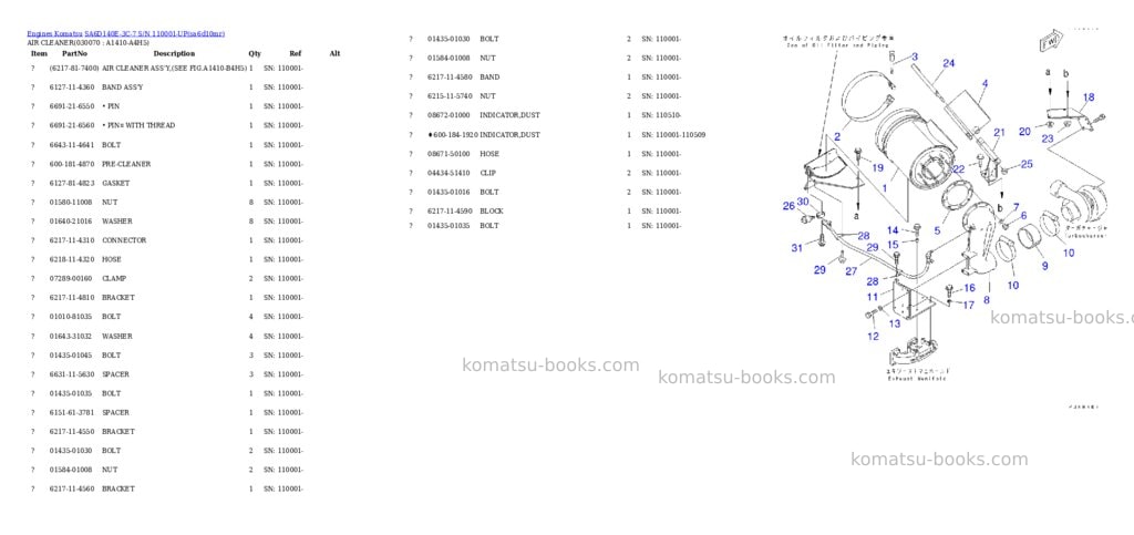 Komatsu SA6D140E-3C-7 S/N 110001-UP Parts catalog cover Page 6 Komatsu SA6D140E-3C-7 S/N 110001-UP Parts catalog cover Page 6
