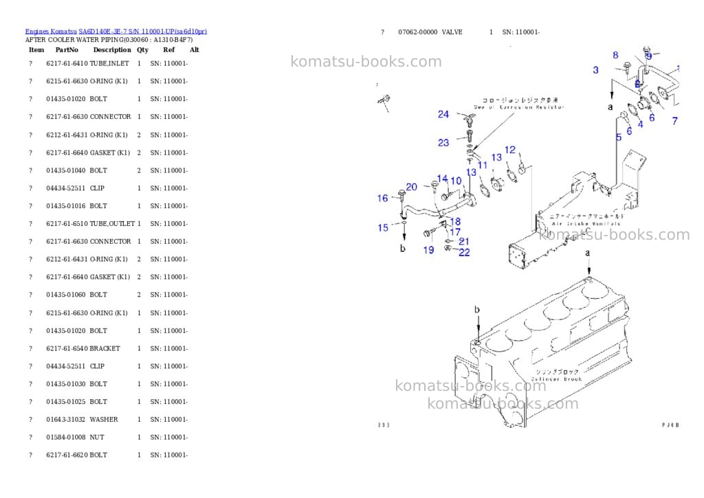Komatsu SA6D140E-3E-7 S/N 110001-UP Parts catalog cover Page 5 Komatsu SA6D140E-3E-7 S/N 110001-UP Parts catalog cover Page 5