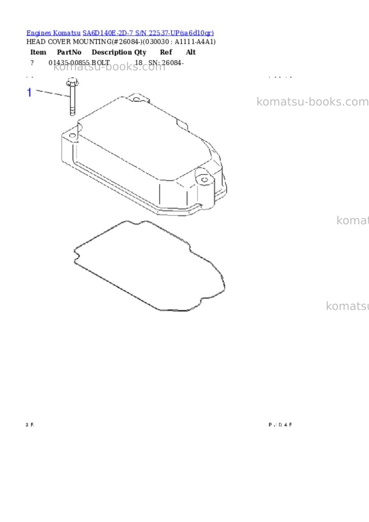 Komatsu SA6D140E-2D-7 S/N 22537-UP Parts catalog cover Page 2 Komatsu SA6D140E-2D-7 S/N 22537-UP Parts catalog cover Page 2