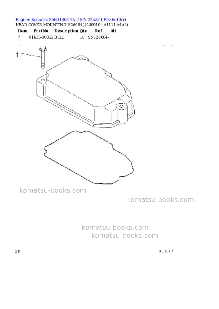 Komatsu SA6D140E-2A-7 S/N 22537-UP Parts catalog cover Page 3 Komatsu SA6D140E-2A-7 S/N 22537-UP Parts catalog cover Page 3
