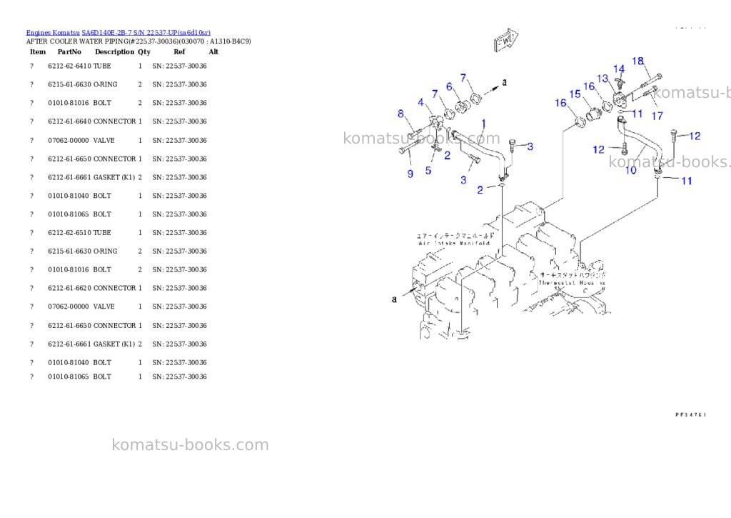 Komatsu SA6D140E-2B-7 S/N 22537-UP Parts catalog cover Page 6 Komatsu SA6D140E-2B-7 S/N 22537-UP Parts catalog cover Page 6