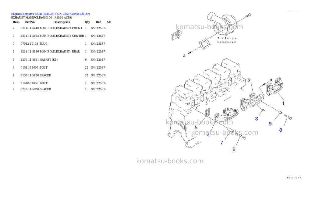 Komatsu SA6D140E-2B-7 S/N 22537-UP Parts catalog cover Page 8 Komatsu SA6D140E-2B-7 S/N 22537-UP Parts catalog cover Page 8