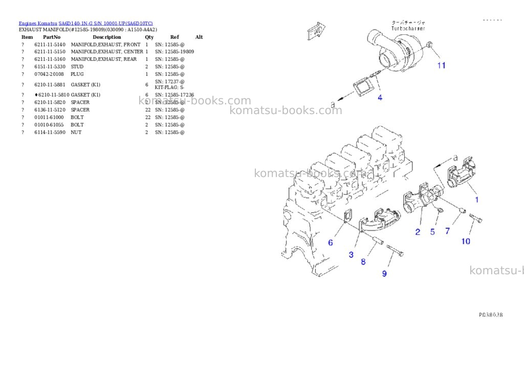 Komatsu sa6d140-1n-g s/n 10001-up Parts catalog cover Page 8 Komatsu sa6d140-1n-g s/n 10001-up Parts catalog cover Page 8