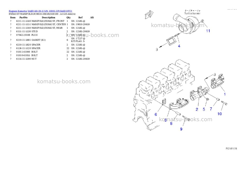 Komatsu sa6d140-1n-g s/n 10001-up Parts catalog cover Page 9 Komatsu sa6d140-1n-g s/n 10001-up Parts catalog cover Page 9