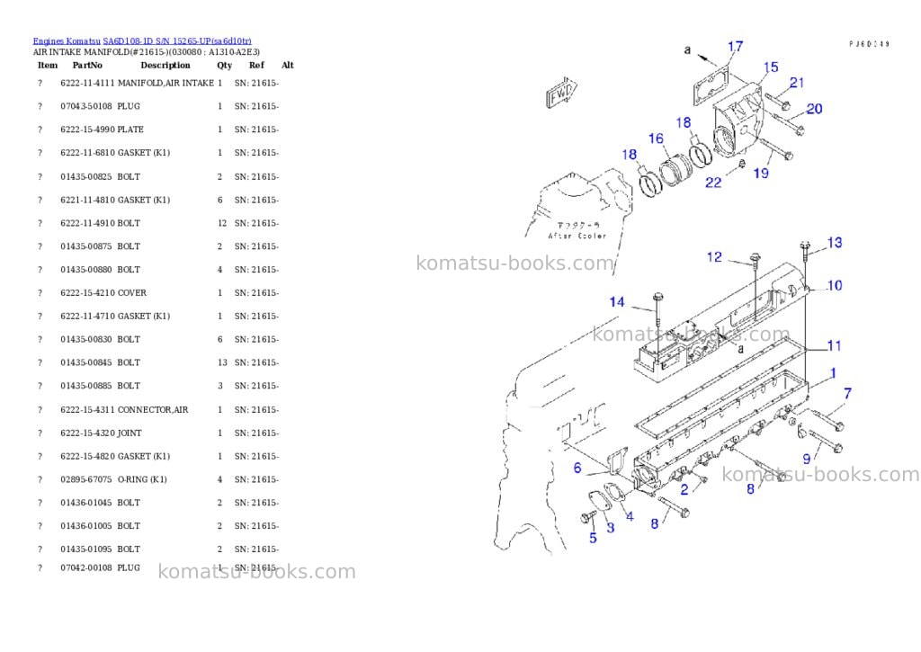 Komatsu sa6d108-1d s/n 15265-up Parts catalog cover Page 7 Komatsu sa6d108-1d s/n 15265-up Parts catalog cover Page 7