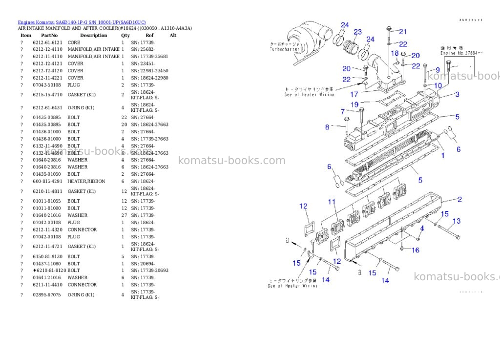Komatsu sa6d140-1p-g s/n 10001-up Parts catalog cover Komatsu sa6d140-1p-g s/n 10001-up Parts catalog cover