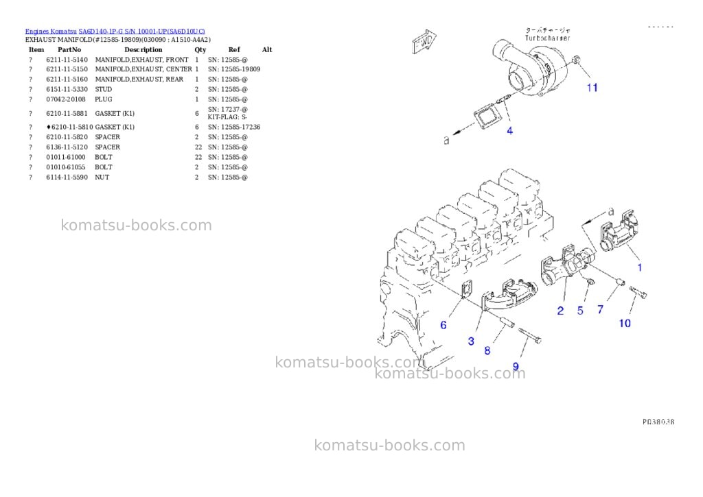 Komatsu sa6d140-1p-g s/n 10001-up Parts catalog cover Page 5 Komatsu sa6d140-1p-g s/n 10001-up Parts catalog cover Page 5