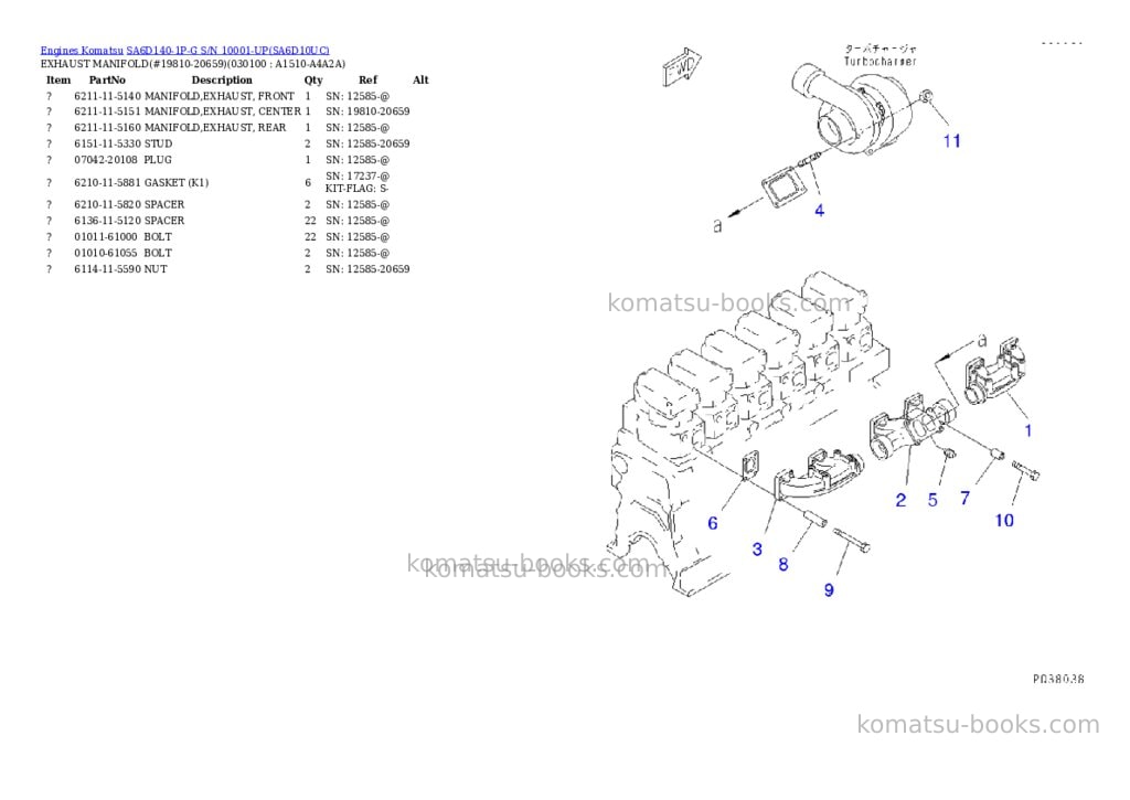 Komatsu sa6d140-1p-g s/n 10001-up Parts catalog cover Page 6 Komatsu sa6d140-1p-g s/n 10001-up Parts catalog cover Page 6