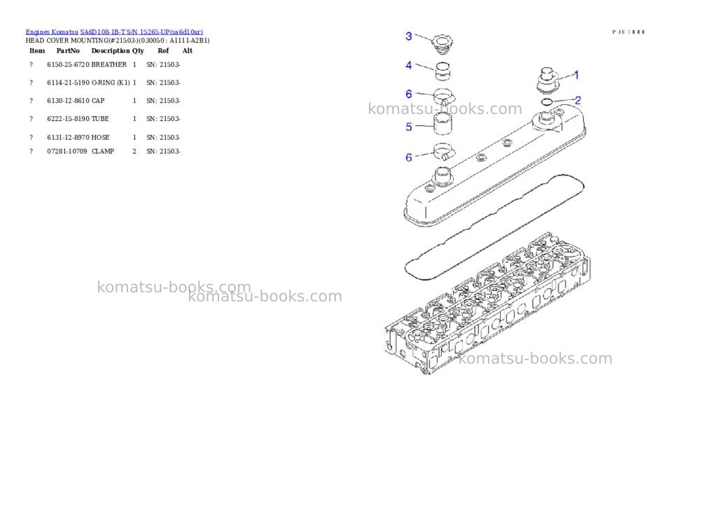 Komatsu sa6d108-1b-t s/n 15265-up Parts catalog cover Page 4 Komatsu sa6d108-1b-t s/n 15265-up Parts catalog cover Page 4
