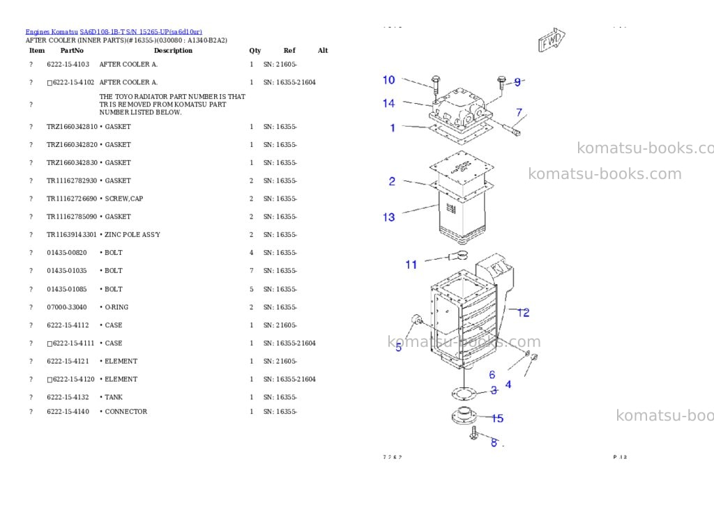 Komatsu sa6d108-1b-t s/n 15265-up Parts catalog cover Page 7 Komatsu sa6d108-1b-t s/n 15265-up Parts catalog cover Page 7