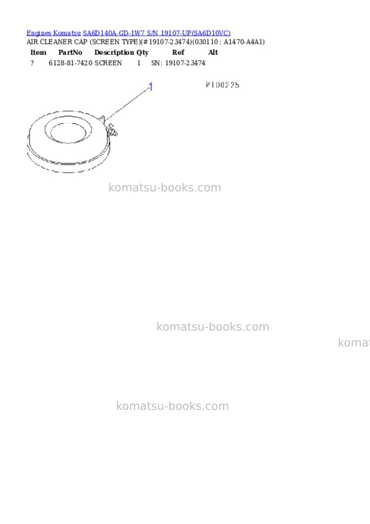 Komatsu sa6d140a-gd-1w7 s/n 19107-up Parts catalog cover Page 10