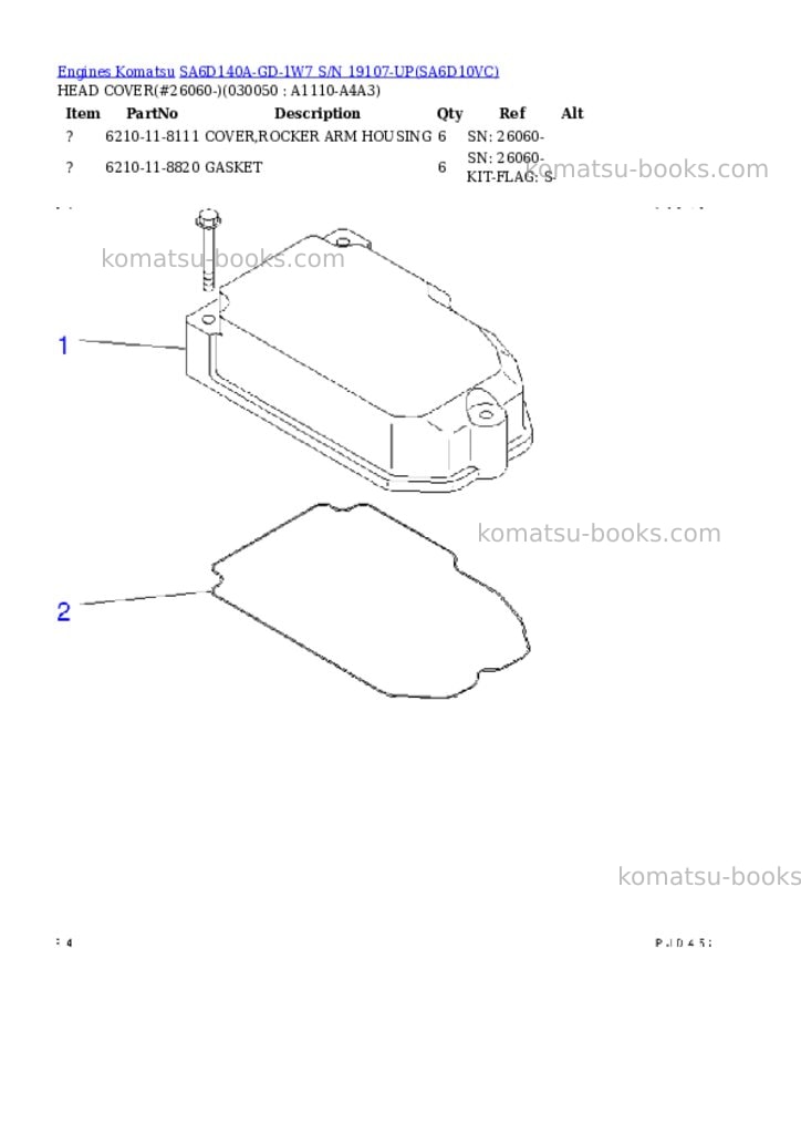 Komatsu sa6d140a-gd-1w7 s/n 19107-up Parts catalog cover Page 4