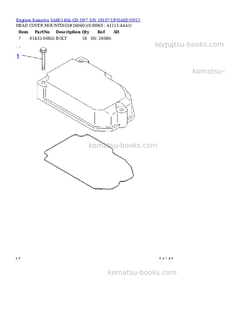 Komatsu sa6d140a-gd-1w7 s/n 19107-up Parts catalog cover Page 5