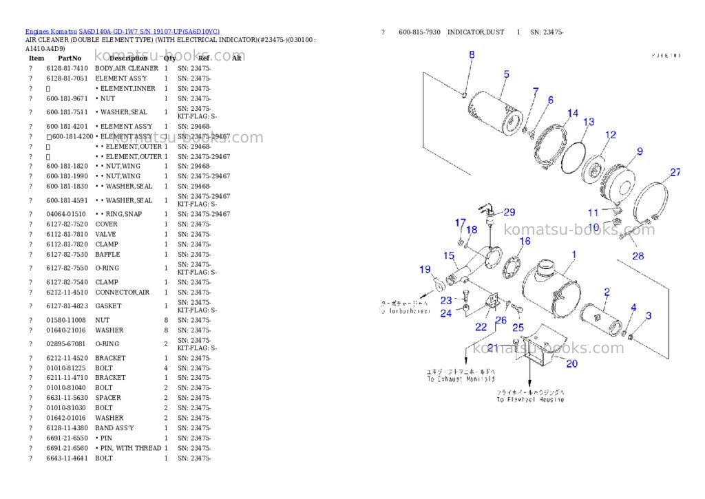 Komatsu sa6d140a-gd-1w7 s/n 19107-up Parts catalog cover Page 9