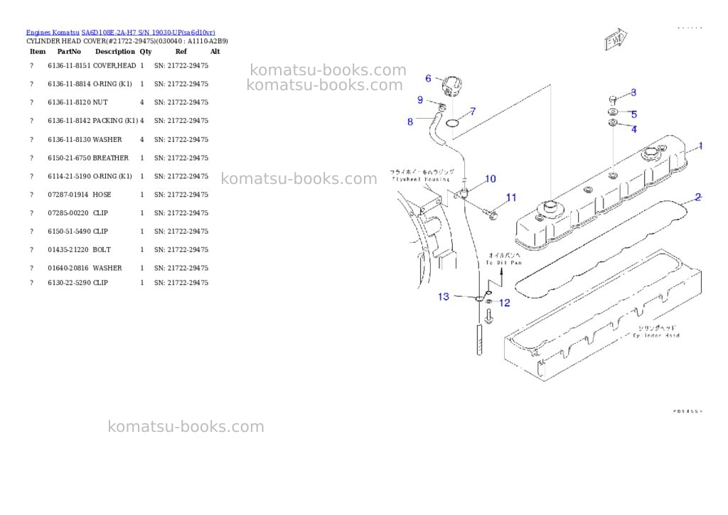 Komatsu sa6d108e-2a-h7 s/n 19030-up Parts catalog cover Page 3