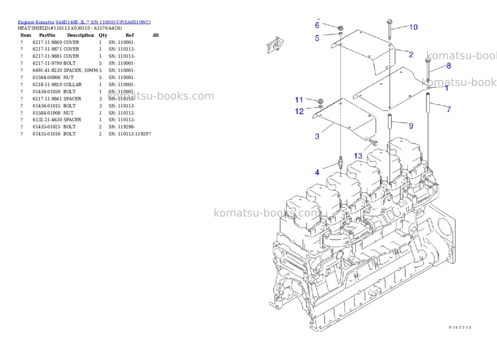 Komatsu sa6d140e-3l-7 s/n 110001-up Parts catalog cover Page 10 Komatsu sa6d140e-3l-7 s/n 110001-up Parts catalog cover Page 10