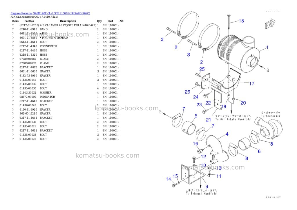 Komatsu sa6d140e-3l-7 s/n 110001-up Parts catalog cover Page 5 Komatsu sa6d140e-3l-7 s/n 110001-up Parts catalog cover Page 5