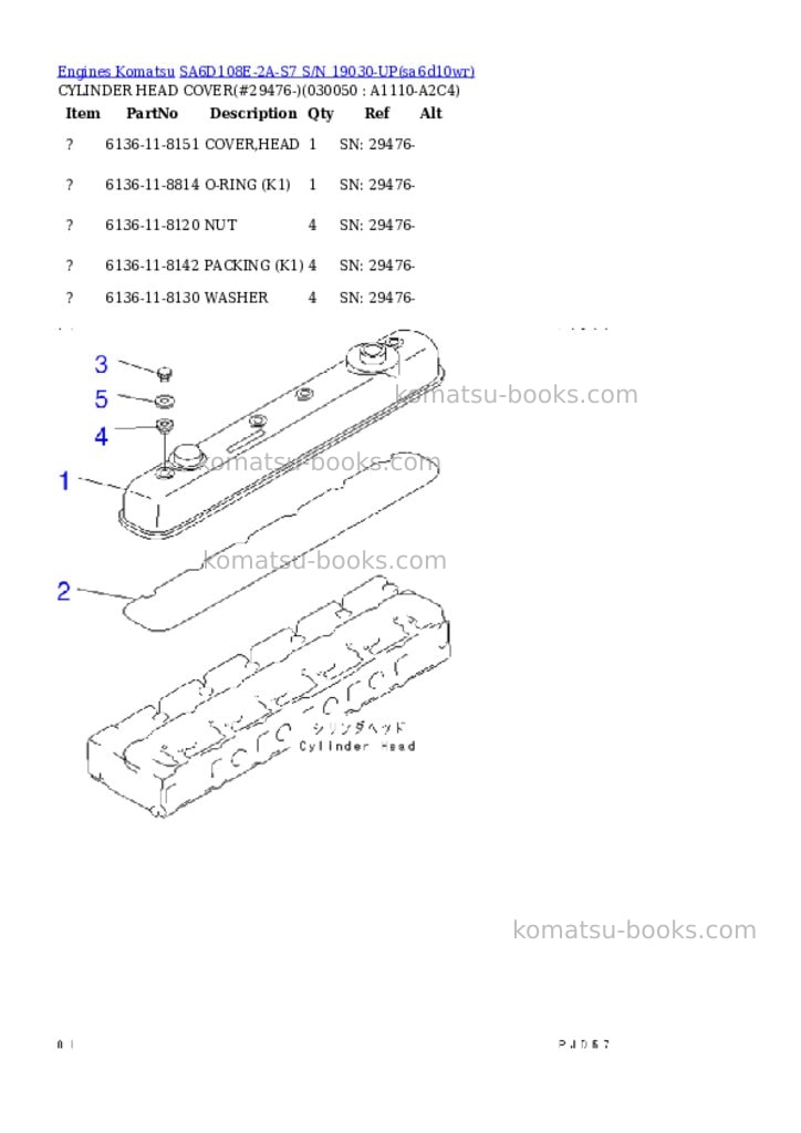 Komatsu sa6d108e-2a-s7 s/n 19030-up Parts catalog cover Page 4 Komatsu sa6d108e-2a-s7 s/n 19030-up Parts catalog cover Page 4