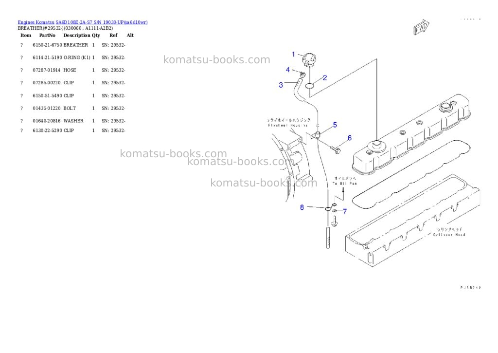 Komatsu sa6d108e-2a-s7 s/n 19030-up Parts catalog cover Page 5 Komatsu sa6d108e-2a-s7 s/n 19030-up Parts catalog cover Page 5
