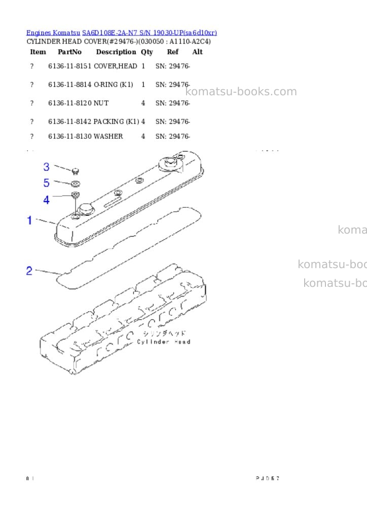 Komatsu sa6d108e-2a-n7 s/n 19030-up Parts catalog cover Page 4 Komatsu sa6d108e-2a-n7 s/n 19030-up Parts catalog cover Page 4